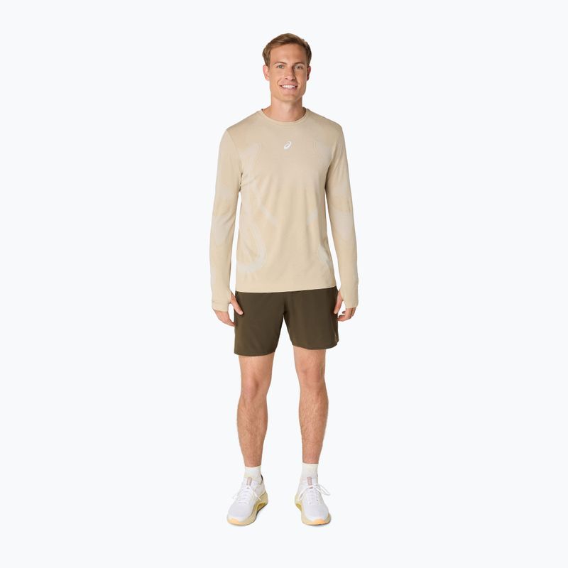 Férfi ASICS Road Seamless LS krémszínű hosszú ujjú futócipő 2