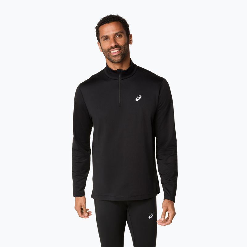 Férfi ASICS Core Half Zip téli teljesítményű futó pulóver fekete