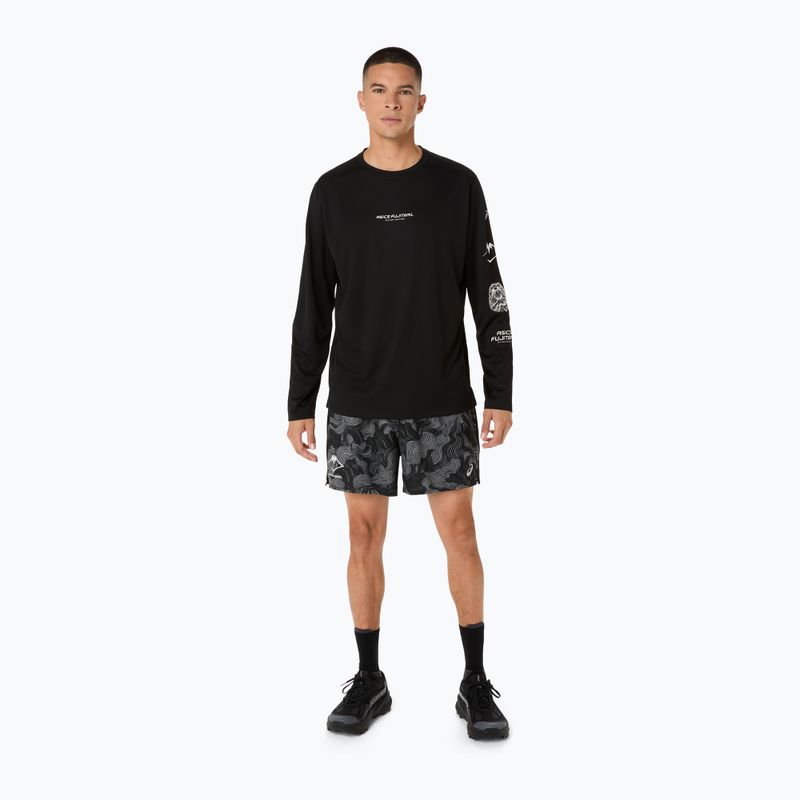 Férfi futó rövidnadrág ASICS Fujitrail All Over Print 5IN performance black/carbon/cream 2