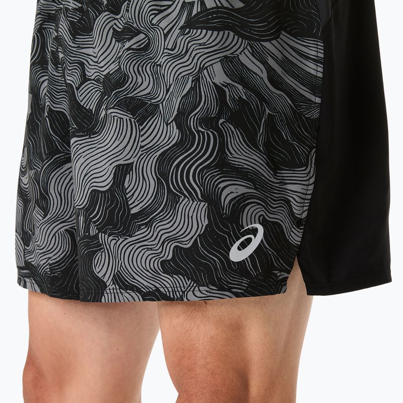 Férfi futó rövidnadrág ASICS Fujitrail All Over Print 5IN performance black/carbon/cream 7