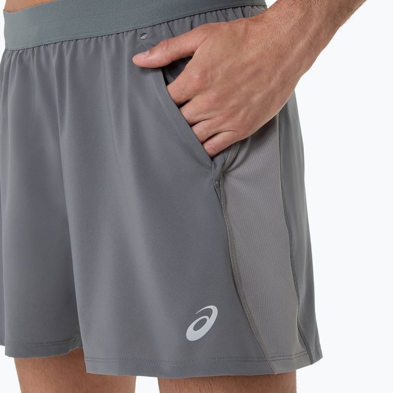 Férfi futóshort ASICS Road 5IN clay grey/steel grey/illuminate green 5