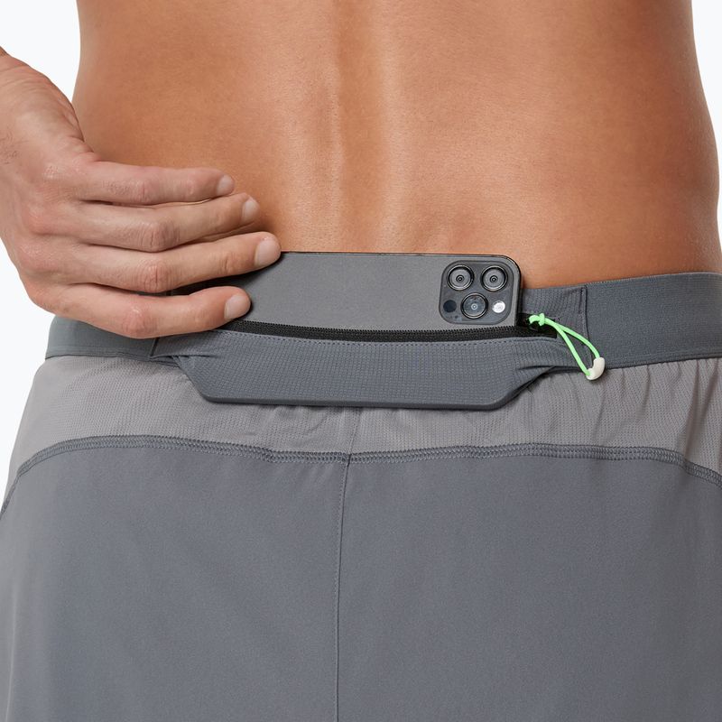 Férfi futóshort ASICS Road 5IN clay grey/steel grey/illuminate green 8