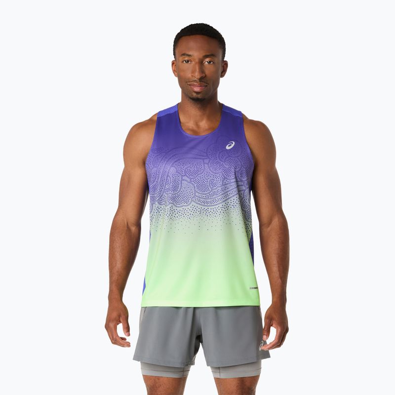 Férfi futótrikó ASICS Road Fade Singlet cobalt burst/illuminate green