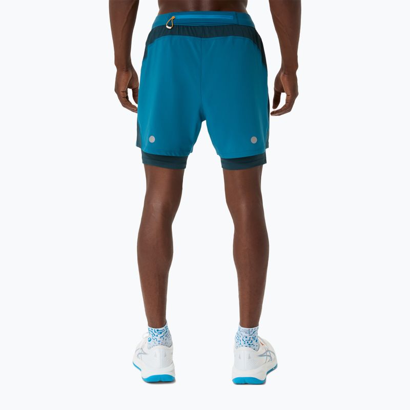 Férfi futó rövidnadrág ASICS Road 2N1 5IN tranquil teal/dark teal/yamabuki 3