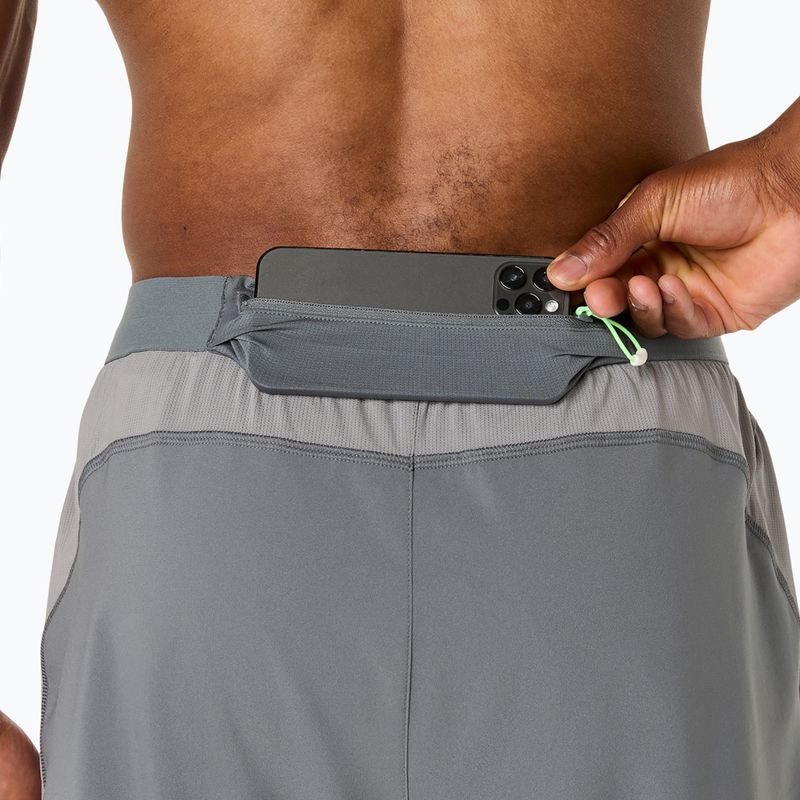 Férfi futó rövidnadrág ASICS Road 2N1 5IN clay grey/steel grey/illuminate green 9