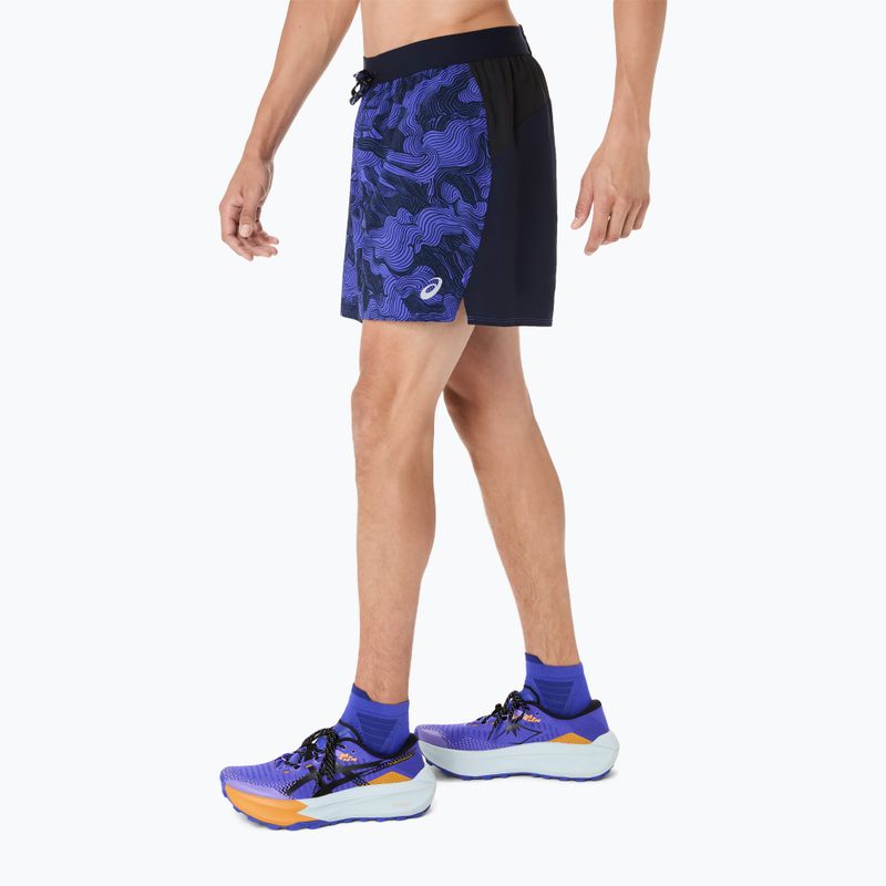 Férfi futó rövidnadrág ASICS Fujitrail All Over Print 5IN midnight/cobalt burst/cream 4