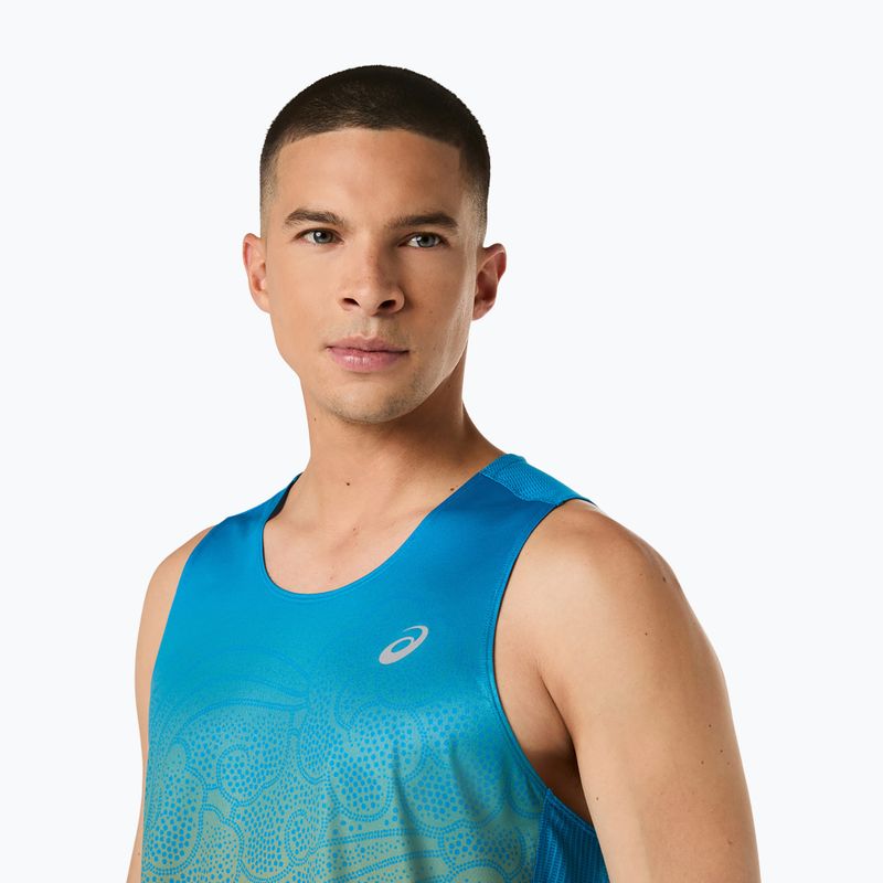 Férfi futótrikó ASICS Road Fade Singlet Aegean Blue/Yamabuki 5