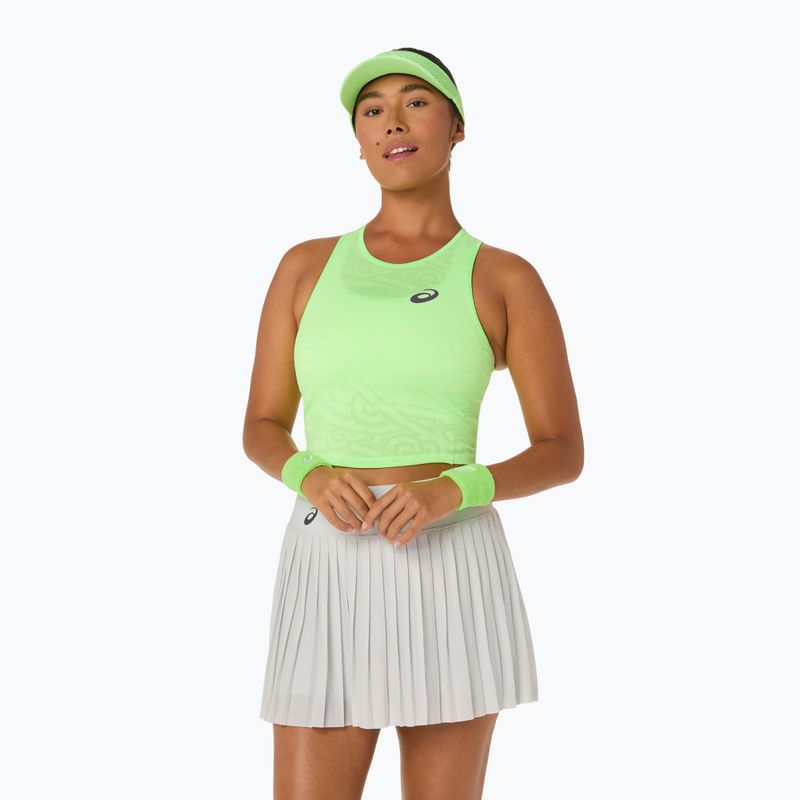 Női teniszpóló ASICS Match Jaquard Crop Top illuminate green színben