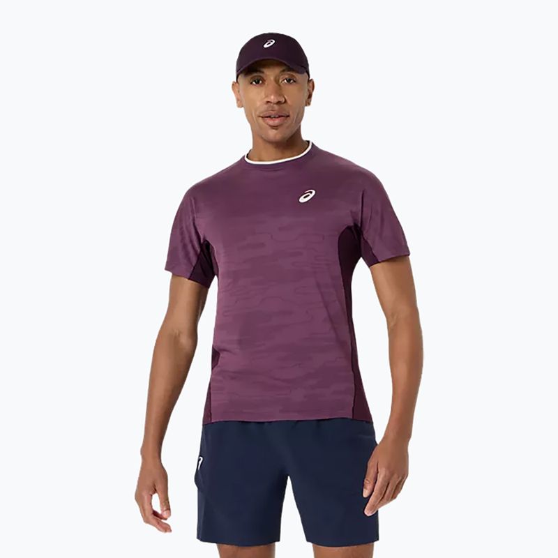 Férfi teniszpóló ASICS Match Jacquard dark aubergine