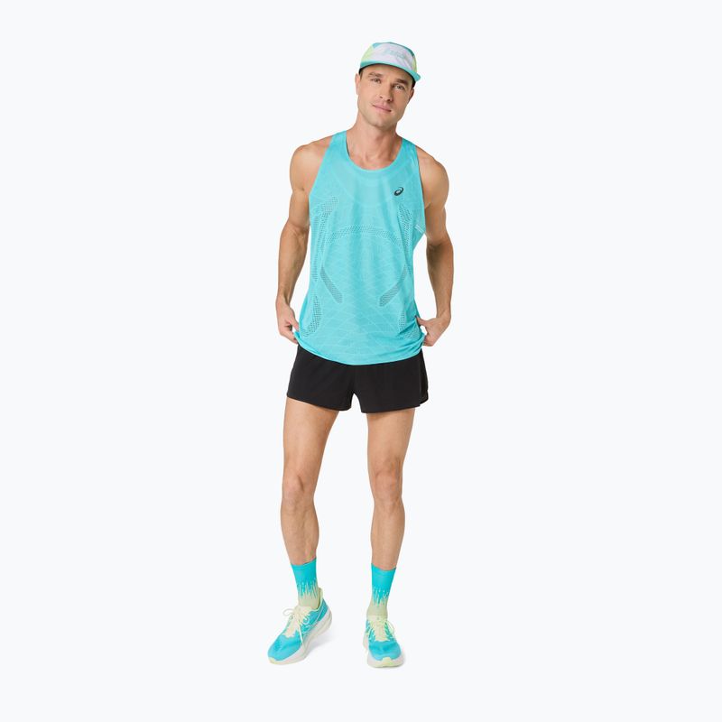 Férfi futópóló ASICS Metarun Singlet energy aqua 2