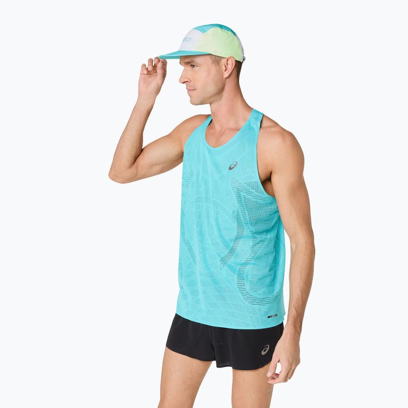 Férfi futópóló ASICS Metarun Singlet energy aqua 4
