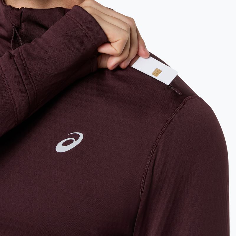 Férfi futópulóver ASICS Road Winter Ls Hoodie dark currant 7