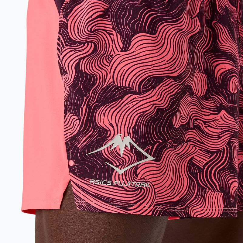 Férfi futónadrág Asics Fujitrail All Over Print 5In Short Blazing Coral/Dark Aubergine 6