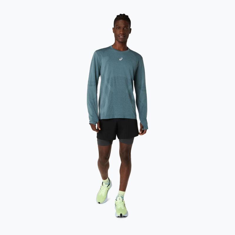 Férfi ASICS Road Seamless hosszú ujjú futópóló ködös türkiz színben 2