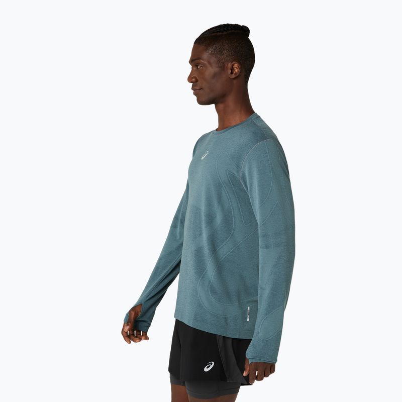 Férfi ASICS Road Seamless hosszú ujjú futópóló ködös türkiz színben 4