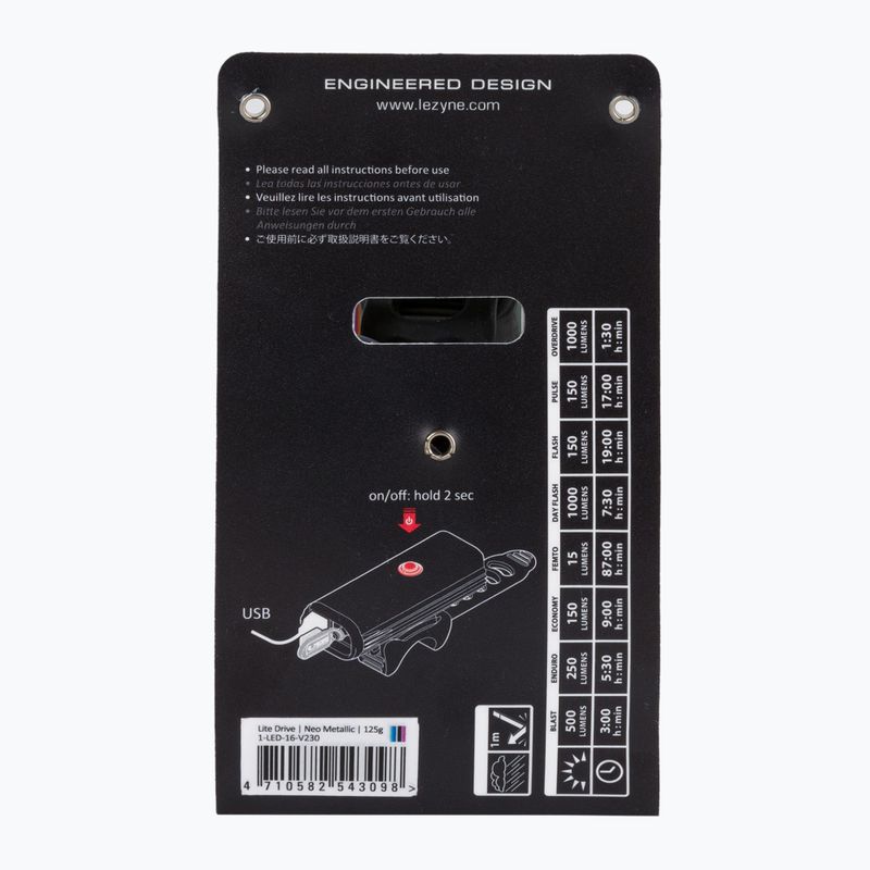 Lezyne LED LITE DRIVE 1000XL usb első kerékpár lámpa sárga LZN-1-LED-16-V230 6
