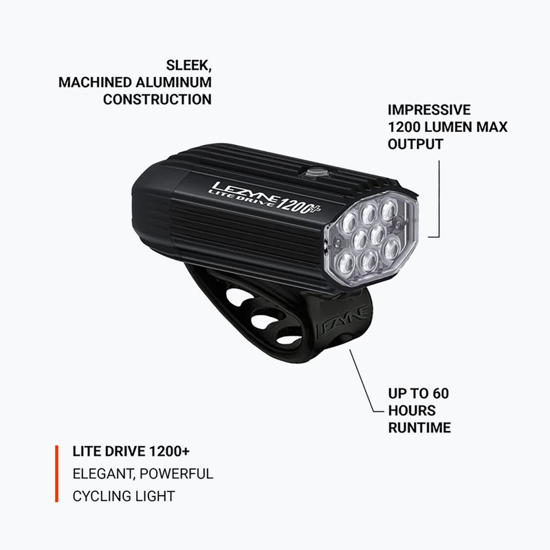 Első kerékpárlámpa Lezyne Lite Drive 1200+ Front satin black 4