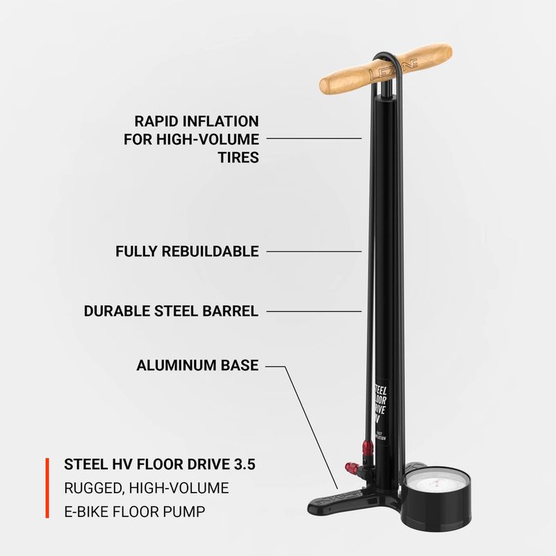 Lezyne Steel HV Floor Drive 3.5 100psi lapos fekete kerékpárpumpa 3