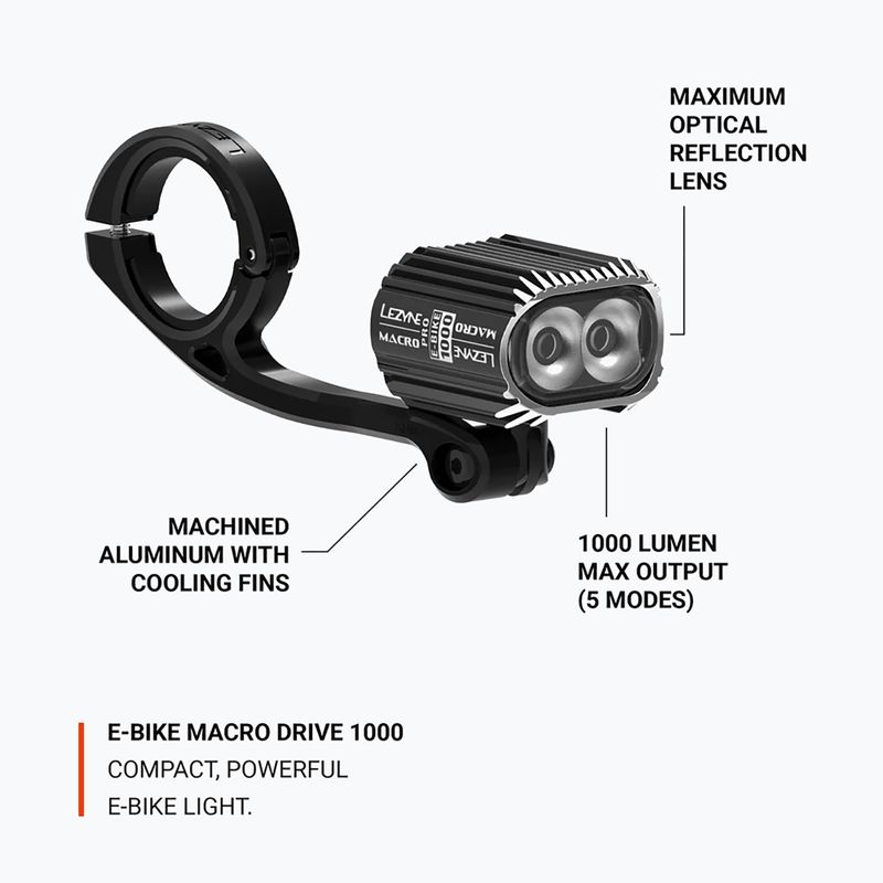 Első kerékpárlámpa Lezyne E-Bike Macro Drive 1000 black 5