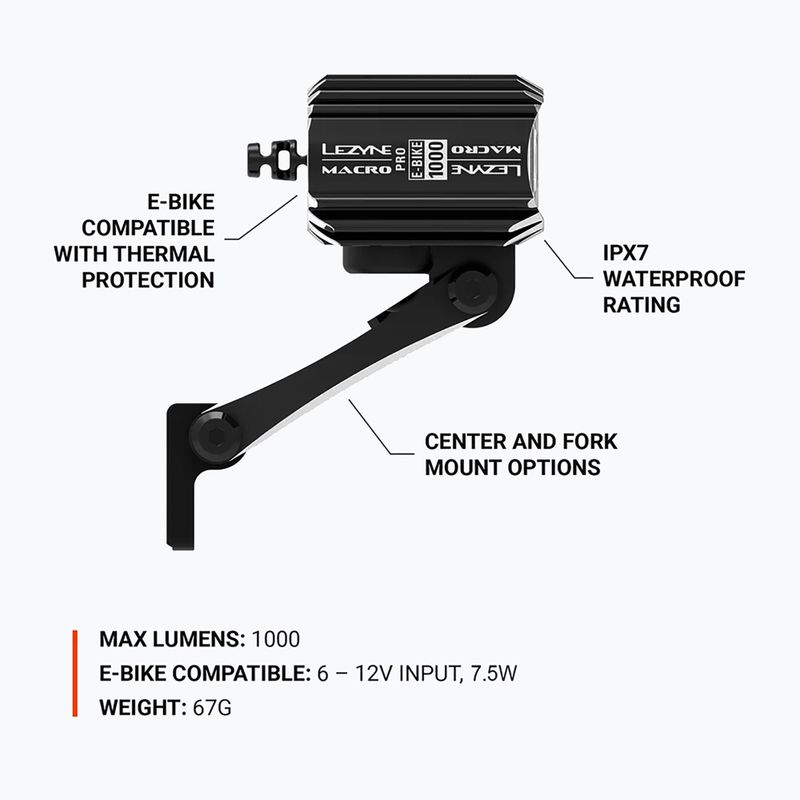 Első kerékpárlámpa Lezyne E-Bike Macro Drive 1000 black 6