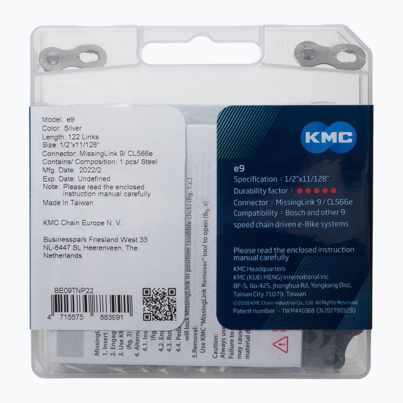 KMC e9x122 e-Bike lánc ezüst BE09TNP22 2
