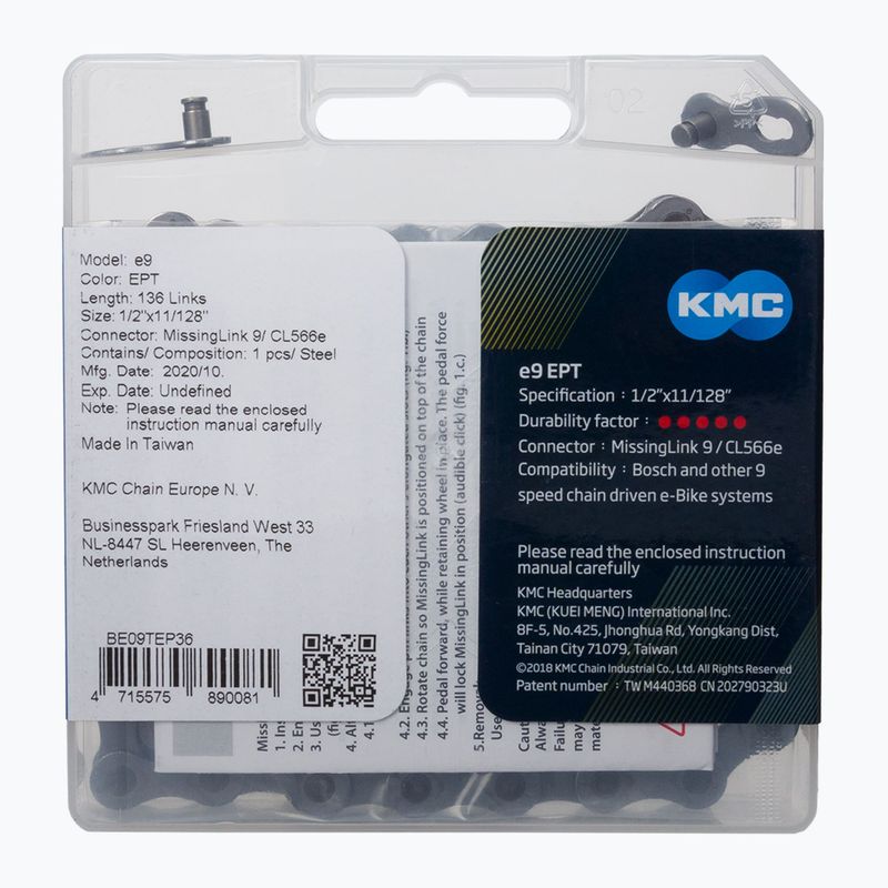 KMC e9 EPT e-Bike lánc 136 láncszem 9rz ezüst BE09TEP36 2