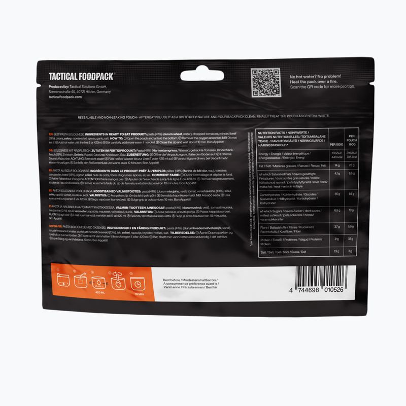 Fagyasztva szárított élelmiszer Tactical Foodpack Marhahúsos tészta bolognai 160 g 3
