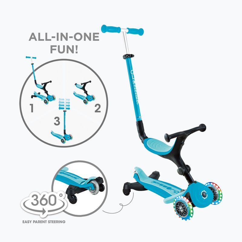 Gyermek háromkerekű roller Globber Go.Up Active Lights 360 aqua 2