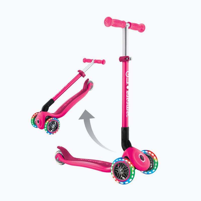 Gyermek háromkerekű roller Globber Primo Foldable Lights fuchsia 12