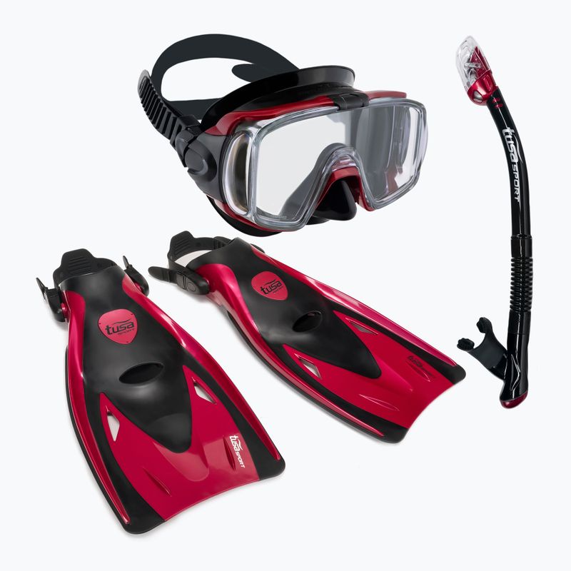 TUSA búvárszett maszk + snorkel + uszony piros UP-3521