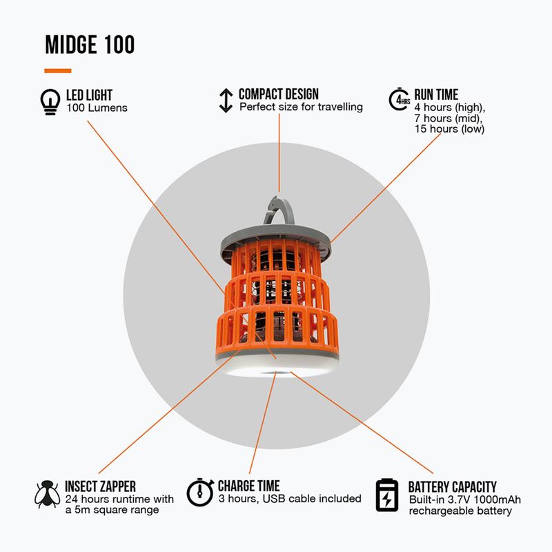 Vango Midge 100 narancssárga túralámpa 8