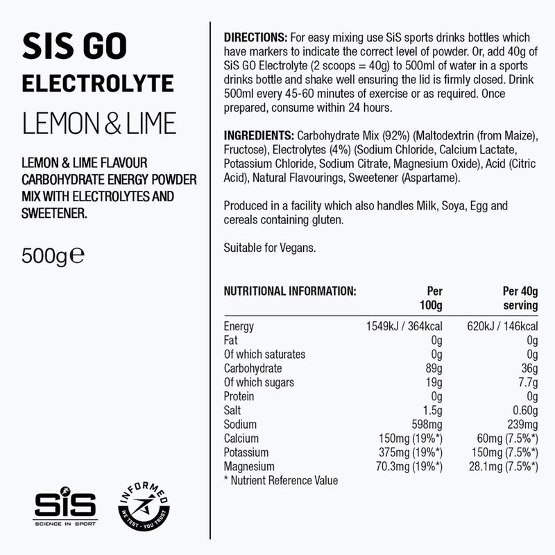 Izotóniás italpor Science in Sport GO Electrolyte 500 g lime/lemon 2