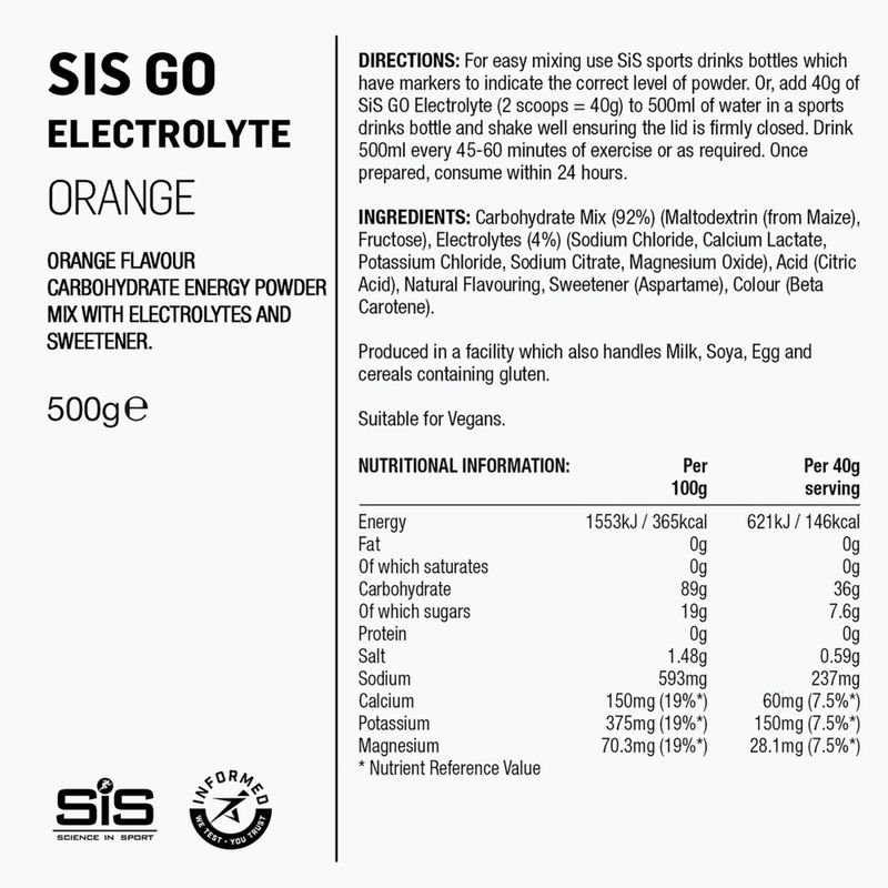 Izotóniás italpor Science in Sport GO Electrolyte 500 g orange 2