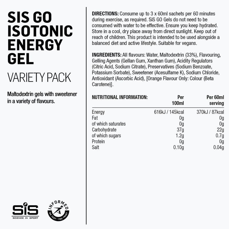 Izotóniás zselé Science in Sport GO Isotonic Energy 7 x 60 ml apple/limlem/blkcurnt/troal/pnkgrape/orang/pinple 2
