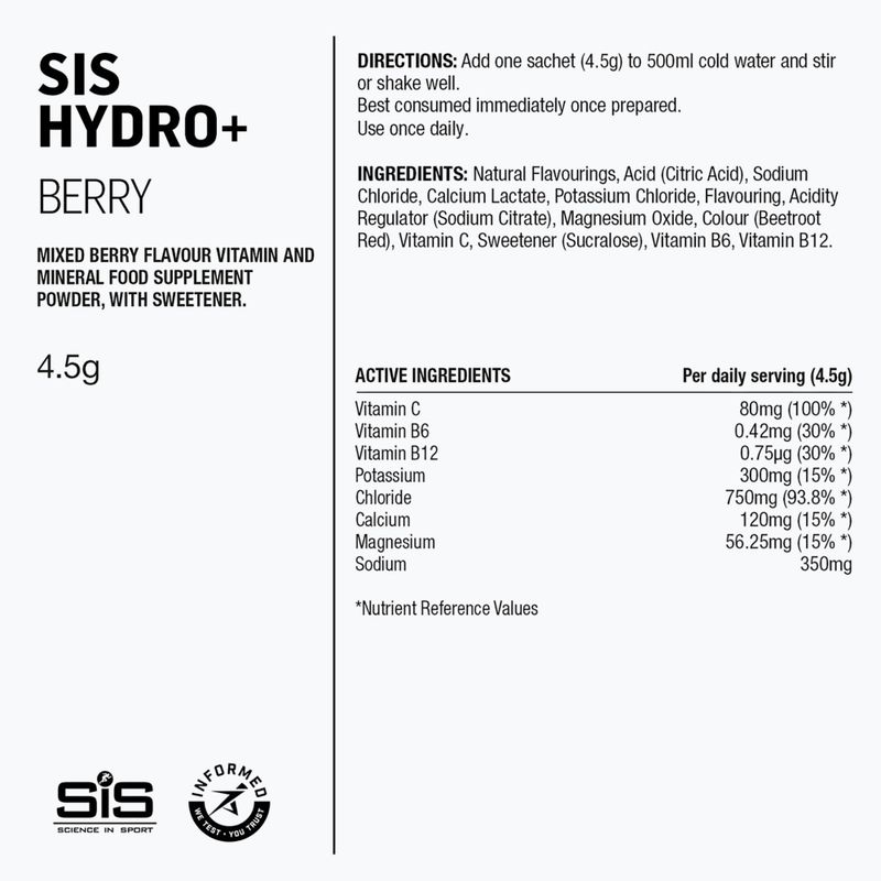 Izotóniás italpor Science in Sport GO Hydro+ 6 x 4,5 g berry 2