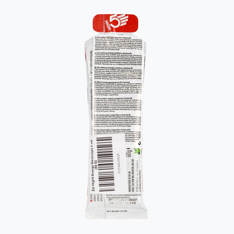 Energiazselé HIGH5 Energy Electrolyte 5 x 60 g raspberry 2