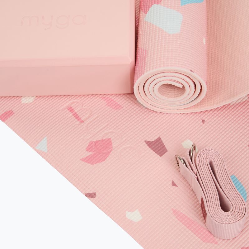 Jóga készlet Myga Terrazzo Yoga Set mat + block + strap purple 9