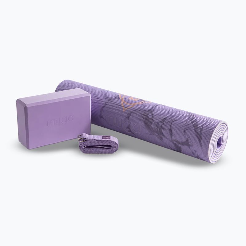 Jóga készlet Myga Chakra Yoga Set mat + block + purple strap 2