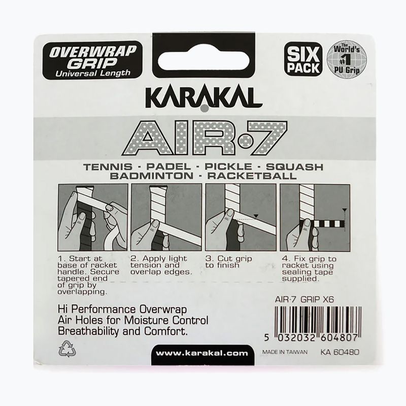 Squash ütőmarkolatok Karakal Air 7 Overwrap Grip 6 pack pink 2