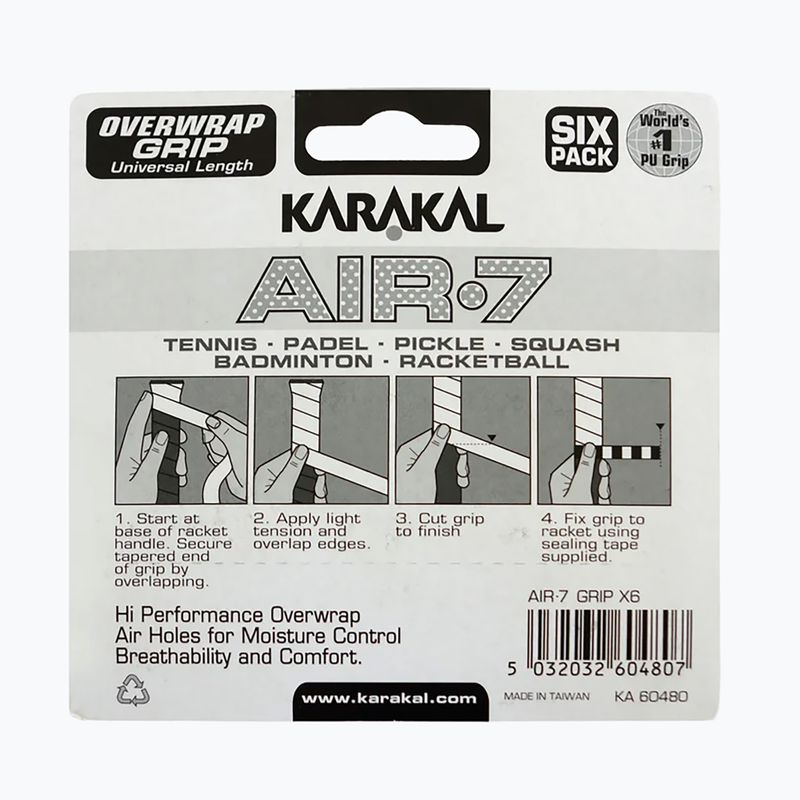 Squash ütőmarkolatok Karakal Air 7 Overwrap Grip 6 pack orange 2