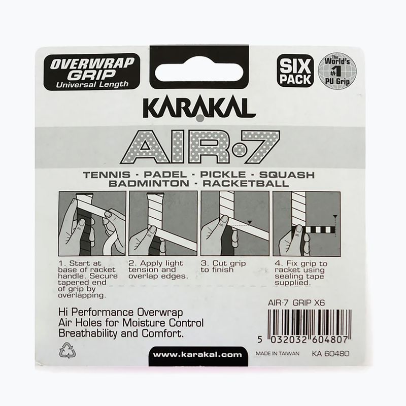 Squash ütőmarkolatok Karakal Air 7 Overwrap Grip 6 pack blue 2