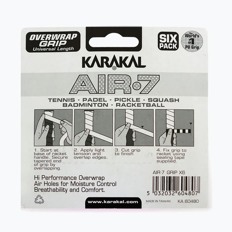 Squash ütőmarkolatok Karakal Air 7 Overwrap Grip 6 pack lime 2