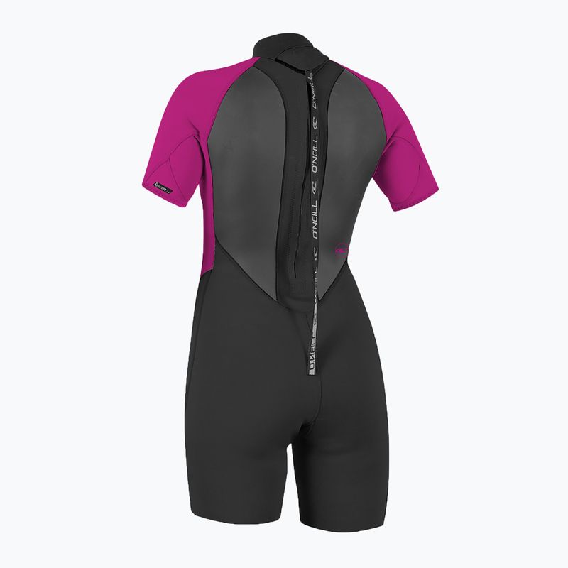 női búvárruha O'Neill Reactor-2 2 mm Back Zip S/S Spring black/berry 2