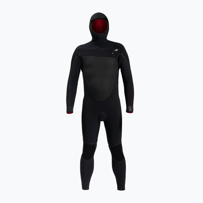 Férfi O'Neill Psycho Tech 6/4+ Chest Zip W/Hood Swim Wet Fekete 5366
