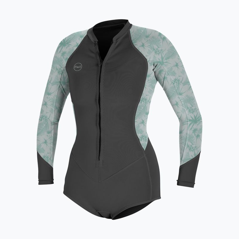O'Neill Bahia 2/1 Front Zip Short Spring grafit/ délibáb trópusi női búvárruha