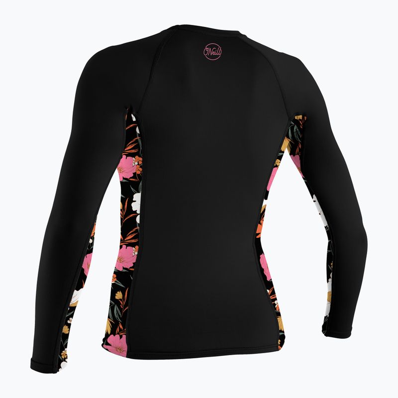 Női úszás hosszú ujjú O'Neill Side Print Rash Guard fekete/kék színben 2