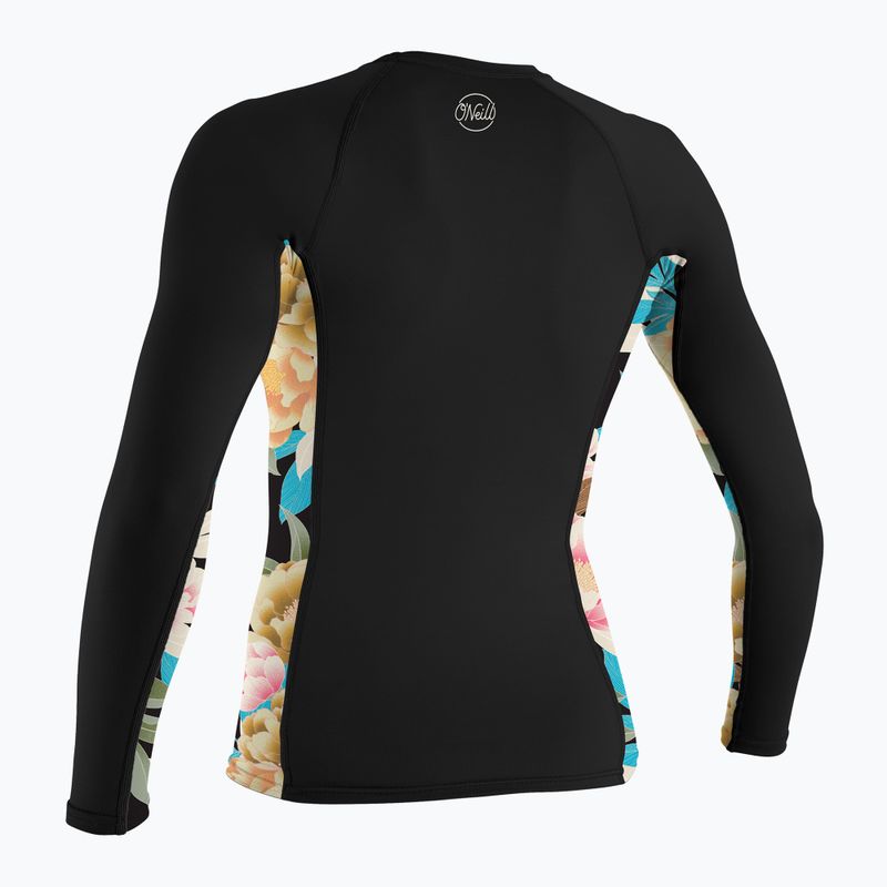Női úszás hosszú ujjú O'Neill Side Print Rash Guard fekete/mikah floral 2