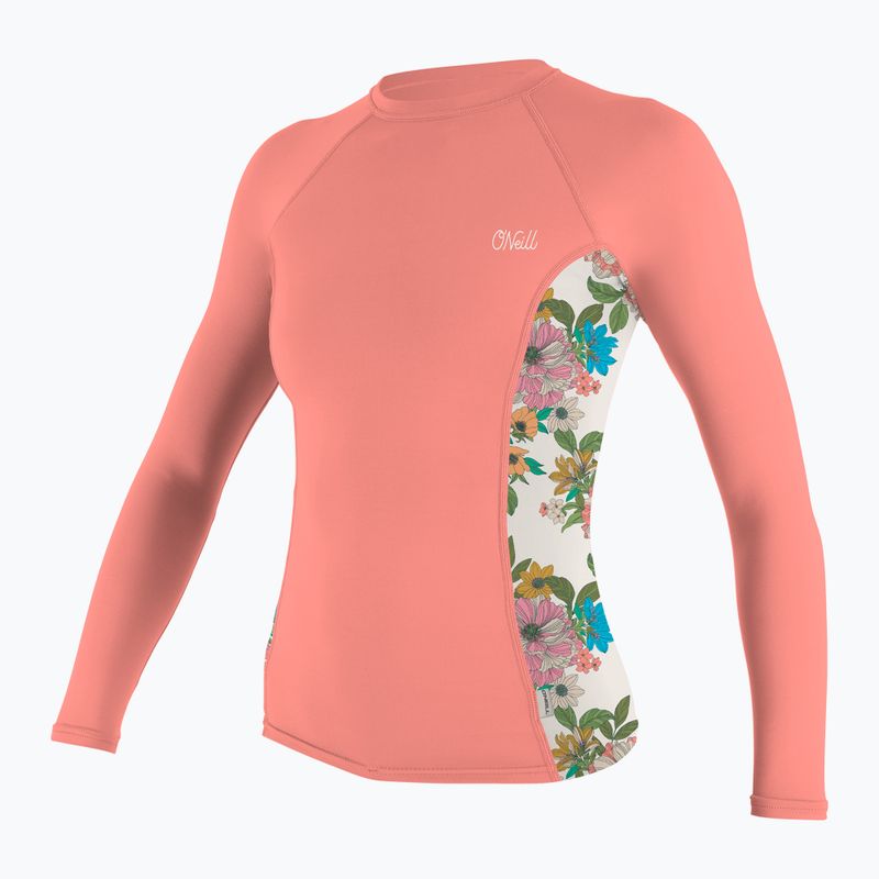 Női úszás hosszú ujjú O'Neill Side Print Rash Guard sivatagi virág / karácsonyi virágos