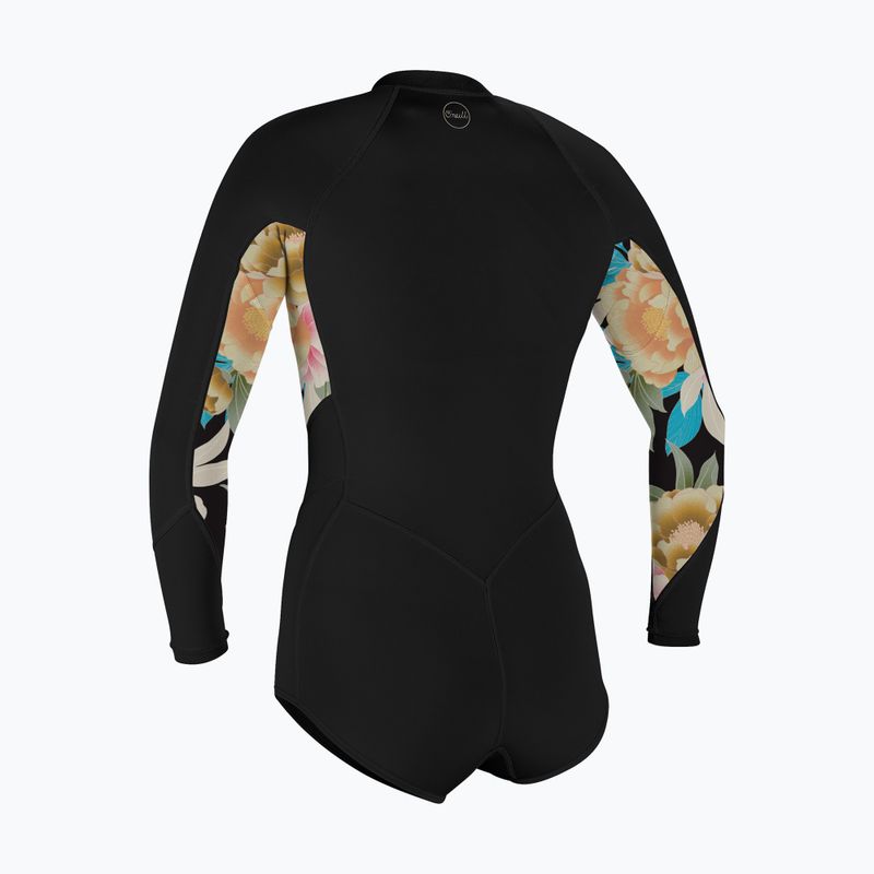 Női úszószivacs O'Neill Bahia 2/1 Front Zip Short Spring fekete/mikah virágos/fekete 2