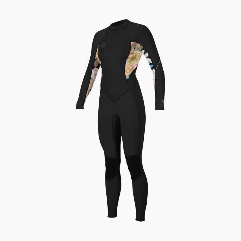 O'Neill Bahia 3/2 Back Zip Full fekete/mikah virágos/fekete női búvárruha